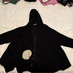 Alembika knit zip up jacket with white polka dots